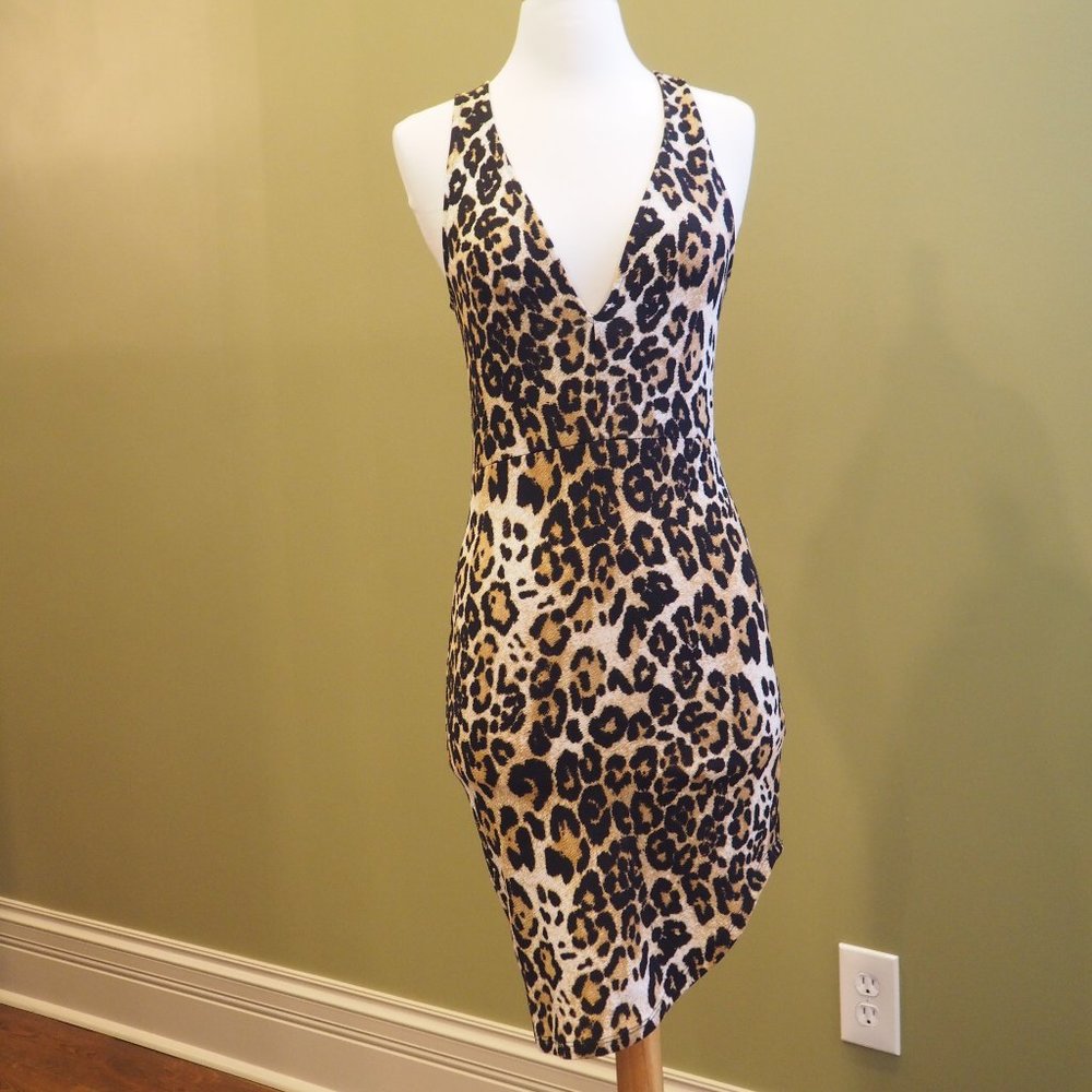 Leopard Print Body Con Asymmetrical NWT